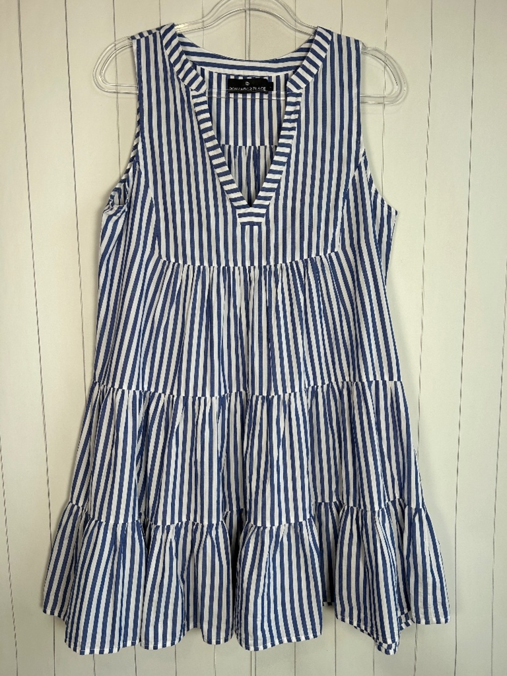 Tuckernuck Pomander Place Size L Kenzo Dress Blue Stripe Tiered Cotton Poplin - Picture 1 of 9